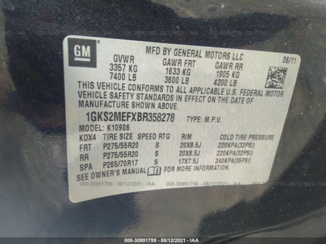 Photo 8 VIN: 1GKS2MEFXBR358278 - GMC YUKON XL 