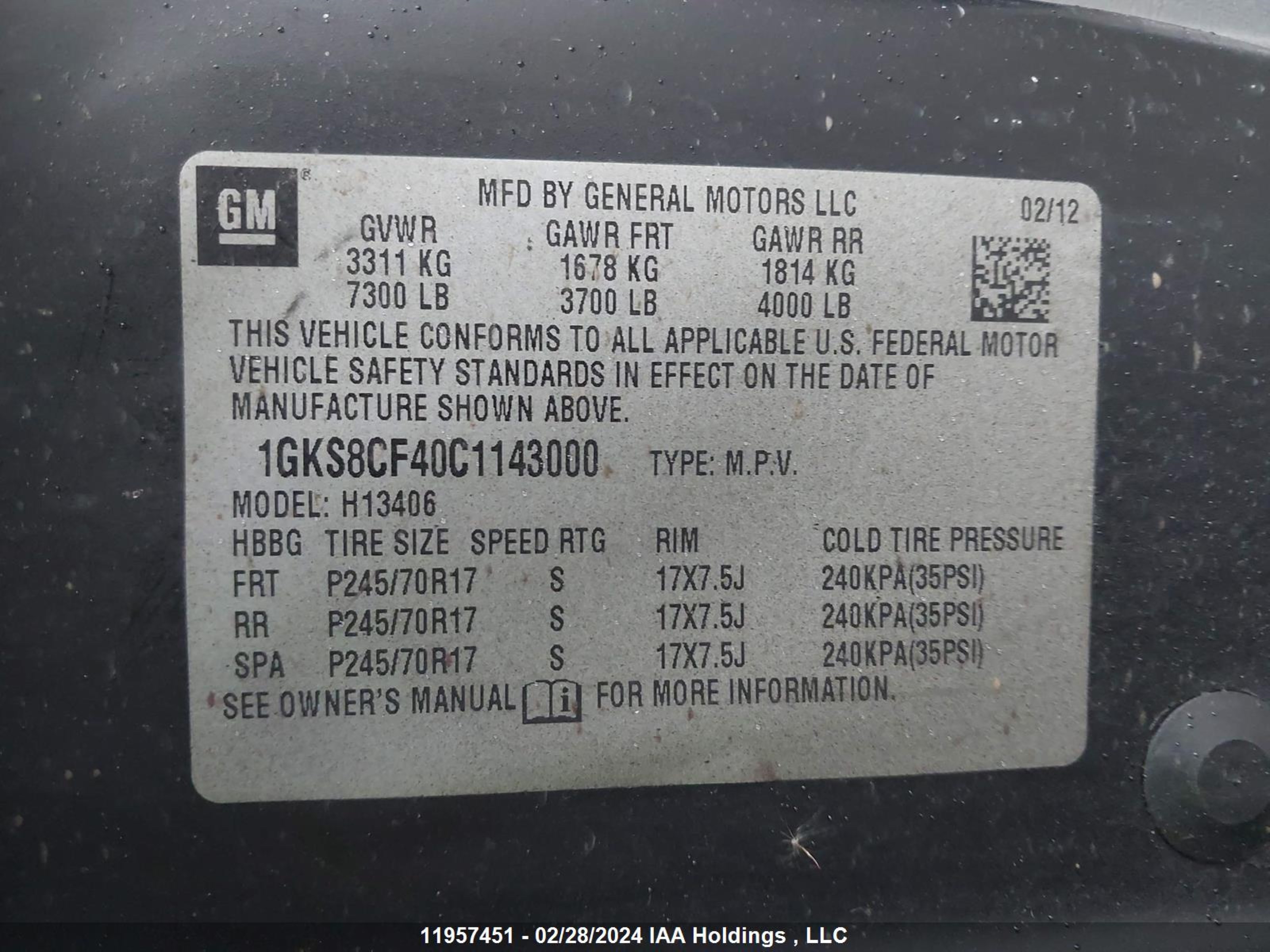 Photo 8 VIN: 1GKS8CF40C1143000 - GMC SAVANA 