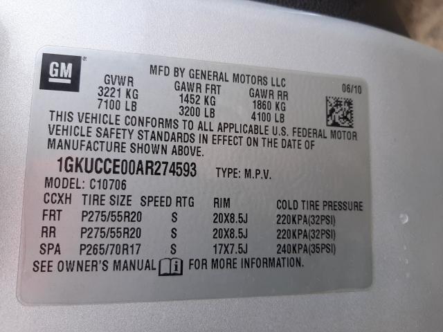 Photo 9 VIN: 1GKUCCE00AR274593 - GMC YUKON SLT 