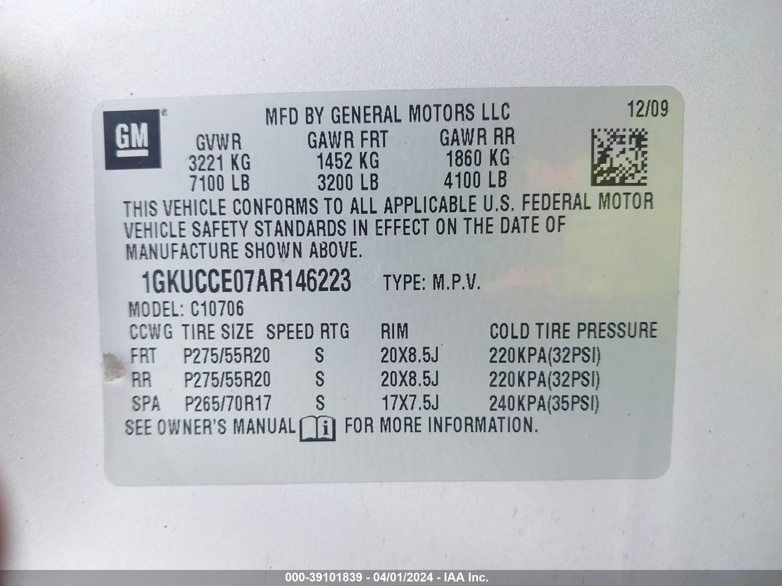 Photo 8 VIN: 1GKUCCE07AR146223 - GMC YUKON 