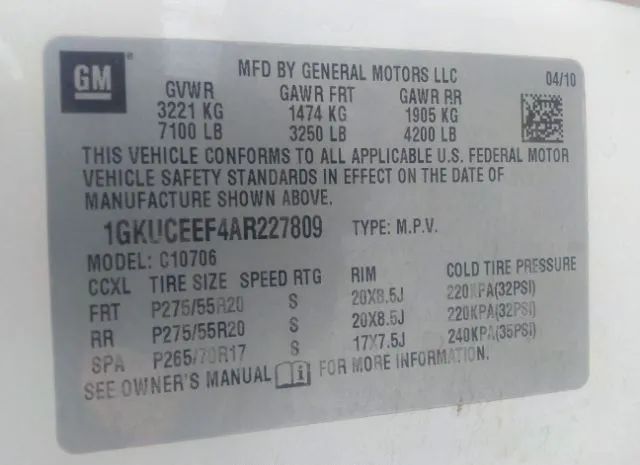 Photo 8 VIN: 1GKUCEEF4AR227809 - GMC YUKON 