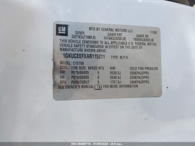 Photo 8 VIN: 1GKUCEEFXAR115211 - GMC YUKON 