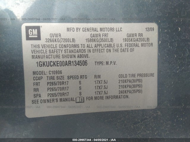 Photo 8 VIN: 1GKUCKE00AR134506 - GMC YUKON XL 