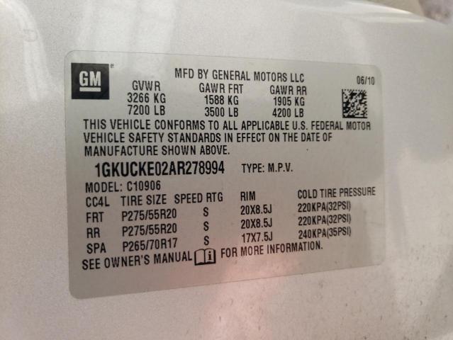 Photo 12 VIN: 1GKUCKE02AR278994 - GMC YUKON XL C 