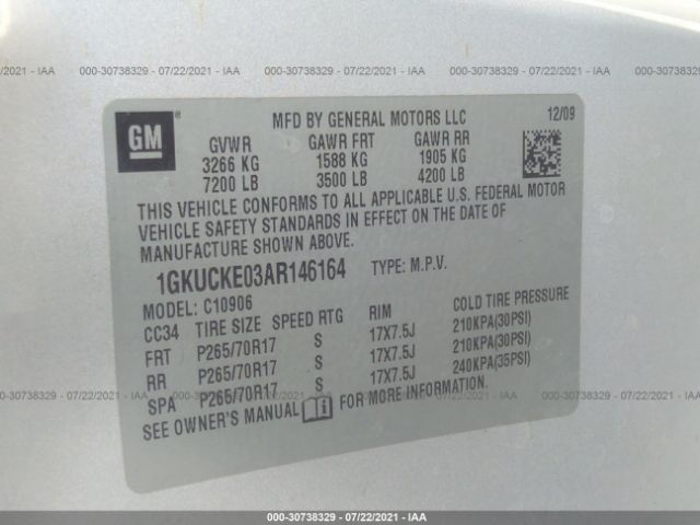 Photo 8 VIN: 1GKUCKE03AR146164 - GMC YUKON XL 