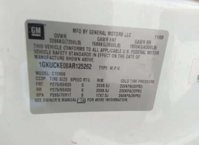 Photo 8 VIN: 1GKUCKE08AR125262 - GMC YUKON XL 