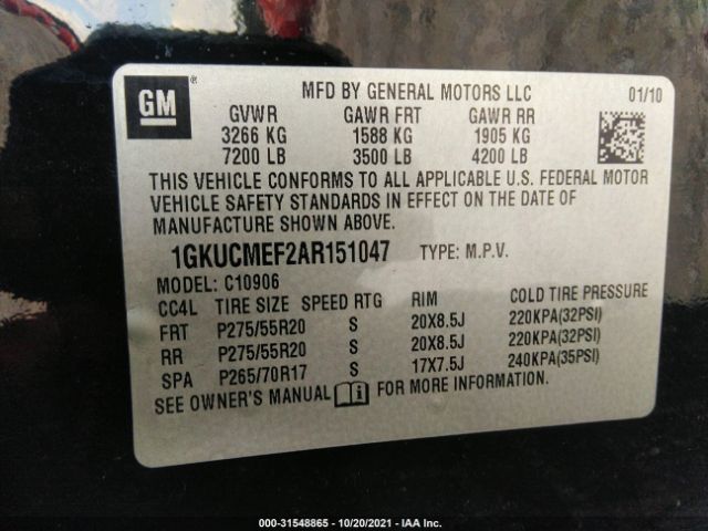 Photo 8 VIN: 1GKUCMEF2AR151047 - GMC YUKON XL 