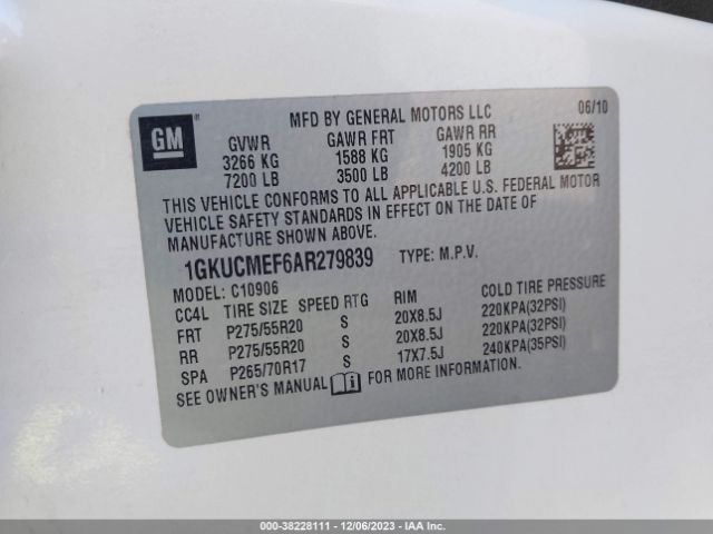 Photo 8 VIN: 1GKUCMEF6AR279839 - GMC YUKON XL 