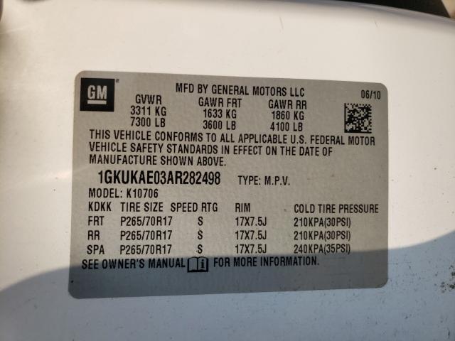 Photo 9 VIN: 1GKUKAE03AR282498 - GMC YUKON SLE 