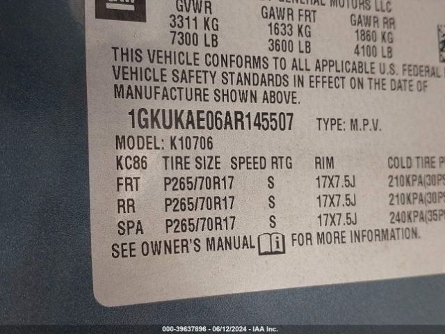 Photo 8 VIN: 1GKUKAE06AR145507 - GMC YUKON 