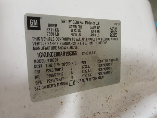 Photo 9 VIN: 1GKUKCE00AR196366 - GMC YUKON SLT 