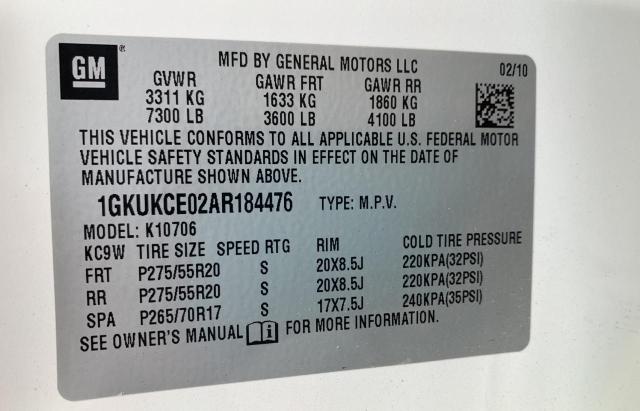 Photo 9 VIN: 1GKUKCE02AR184476 - GMC YUKON SLT 