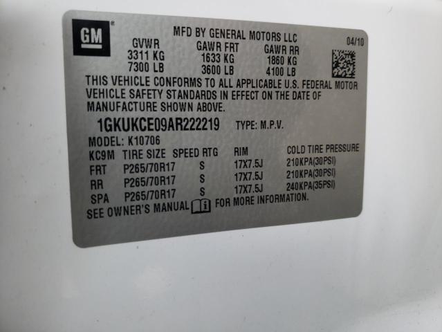 Photo 9 VIN: 1GKUKCE09AR222219 - GMC YUKON SLT 