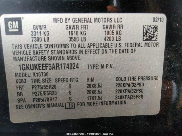 Photo 8 VIN: 1GKUKEEF5AR174024 - GMC YUKON 