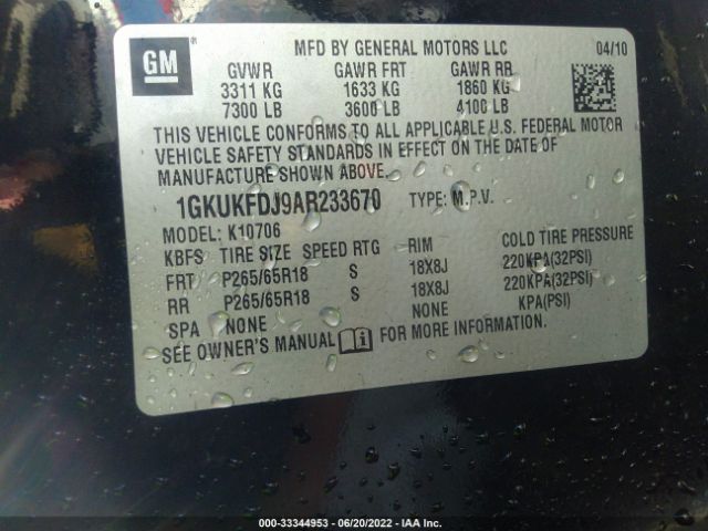 Photo 8 VIN: 1GKUKFDJ9AR233670 - GMC YUKON HYBRID 