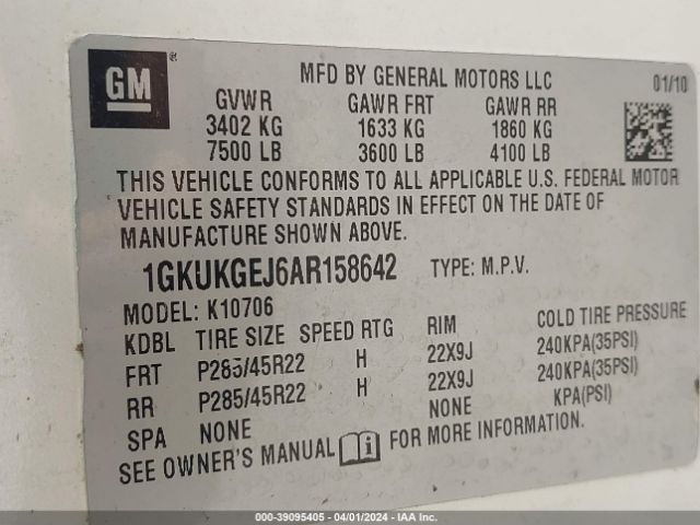 Photo 8 VIN: 1GKUKGEJ6AR158642 - GMC YUKON HYBRID 