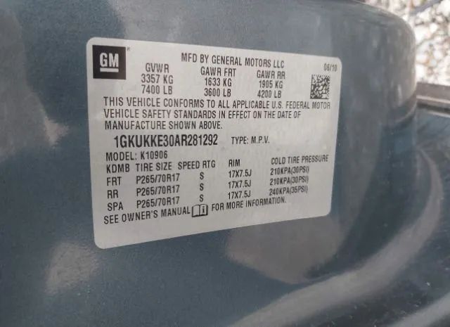 Photo 8 VIN: 1GKUKKE30AR281292 - GMC YUKON 