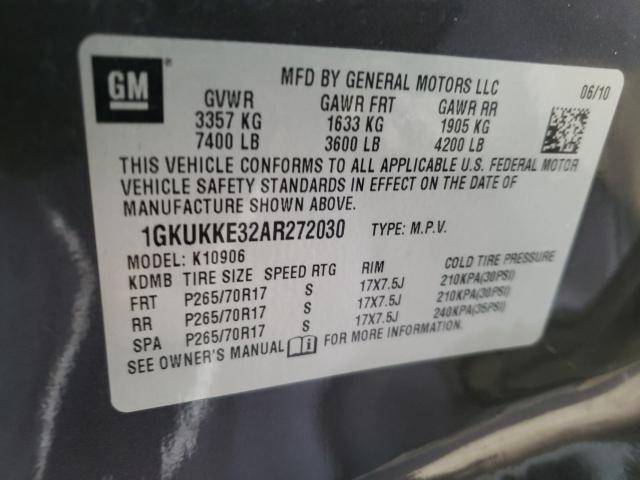 Photo 9 VIN: 1GKUKKE32AR272030 - GMC YUKON XL K 