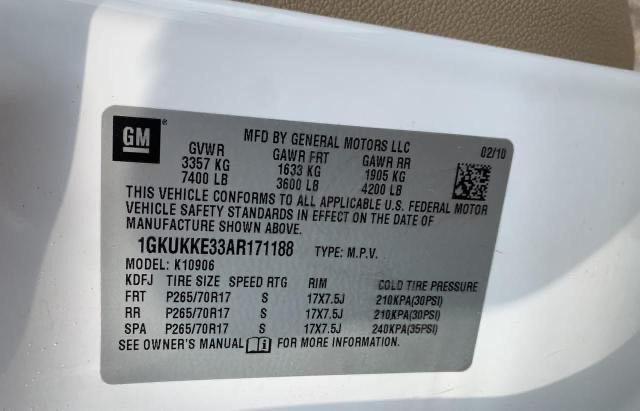 Photo 9 VIN: 1GKUKKE33AR171188 - GMC YUKON XL K 