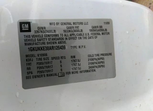 Photo 8 VIN: 1GKUKKE38AR126439 - GMC YUKON 