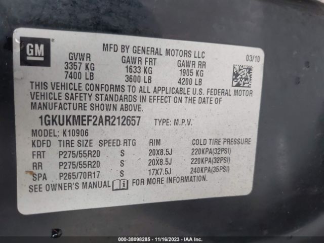 Photo 8 VIN: 1GKUKMEF2AR212657 - GMC YUKON XL 1500 