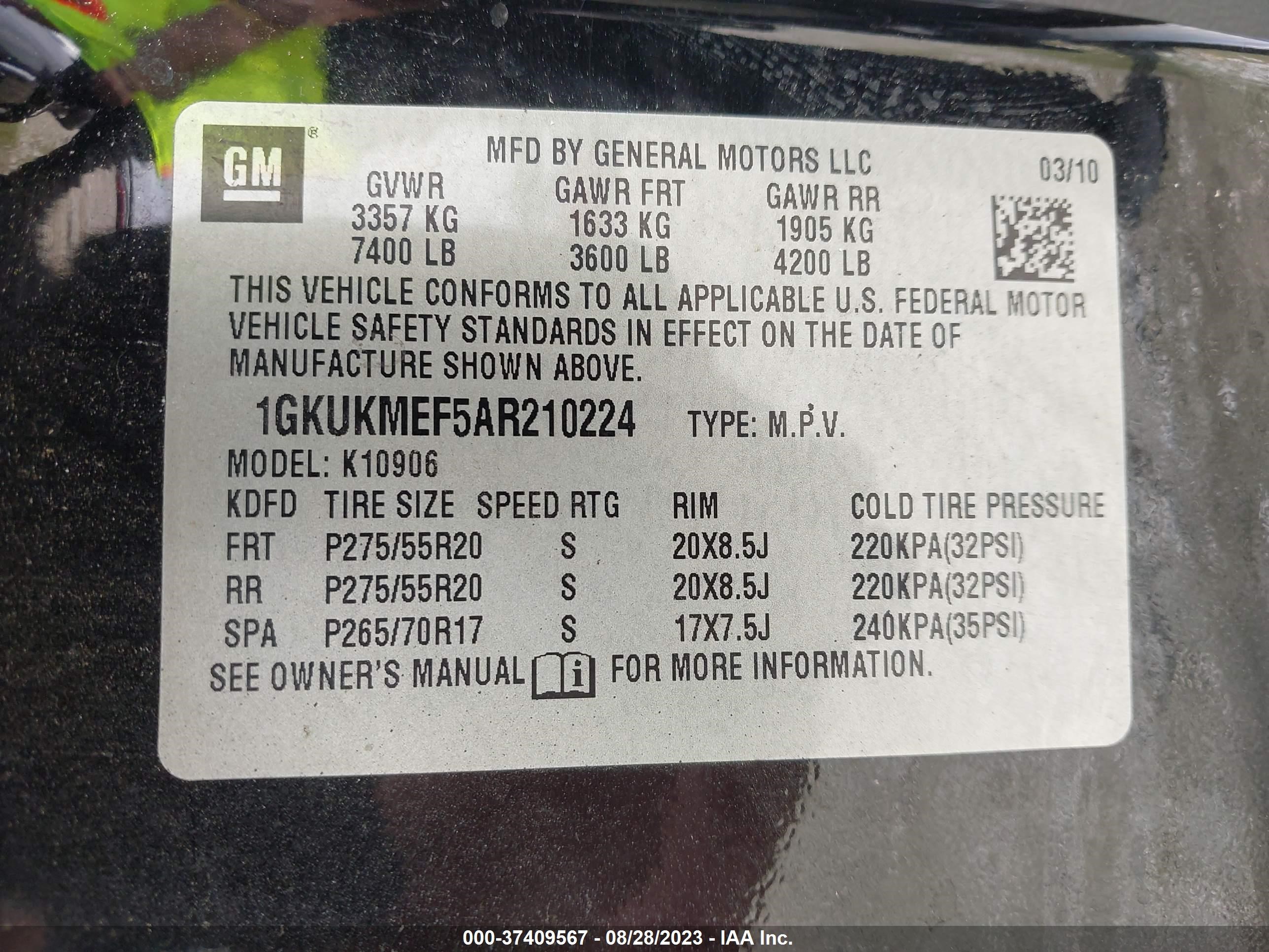 Photo 8 VIN: 1GKUKMEF5AR210224 - GMC YUKON 