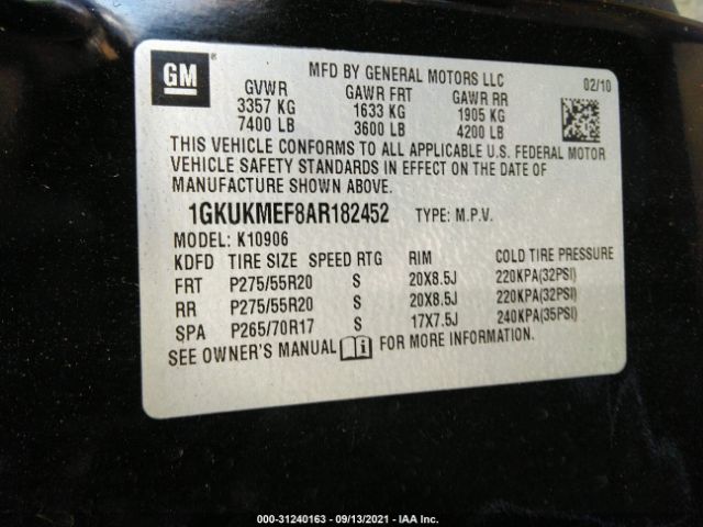 Photo 8 VIN: 1GKUKMEF8AR182452 - GMC YUKON XL 