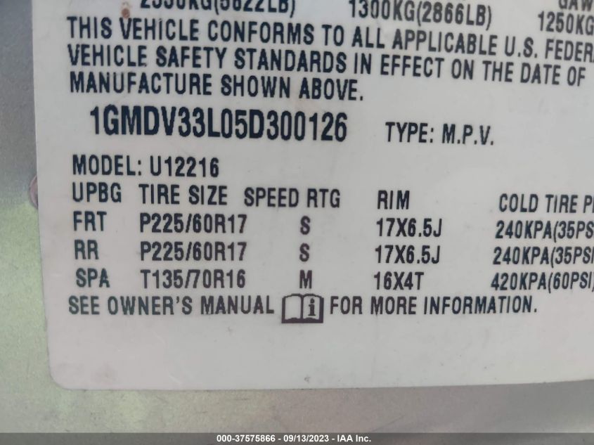 Photo 8 VIN: 1GMDV33L05D300126 - PONTIAC MONTANA 