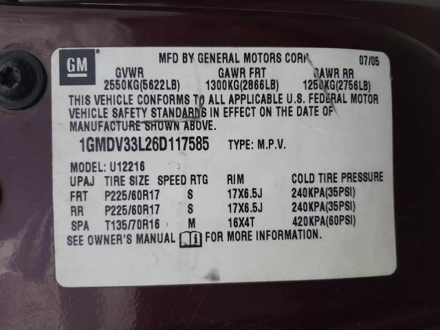 Photo 9 VIN: 1GMDV33L26D117585 - PONTIAC MONTANA SV 