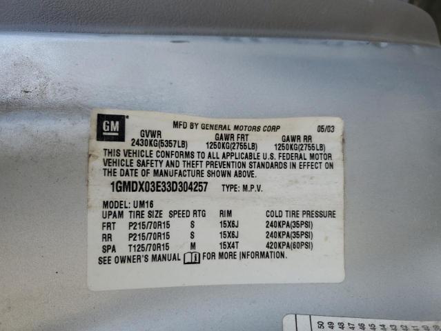 Photo 12 VIN: 1GMDX03E33D304257 - PONTIAC MONTANA 