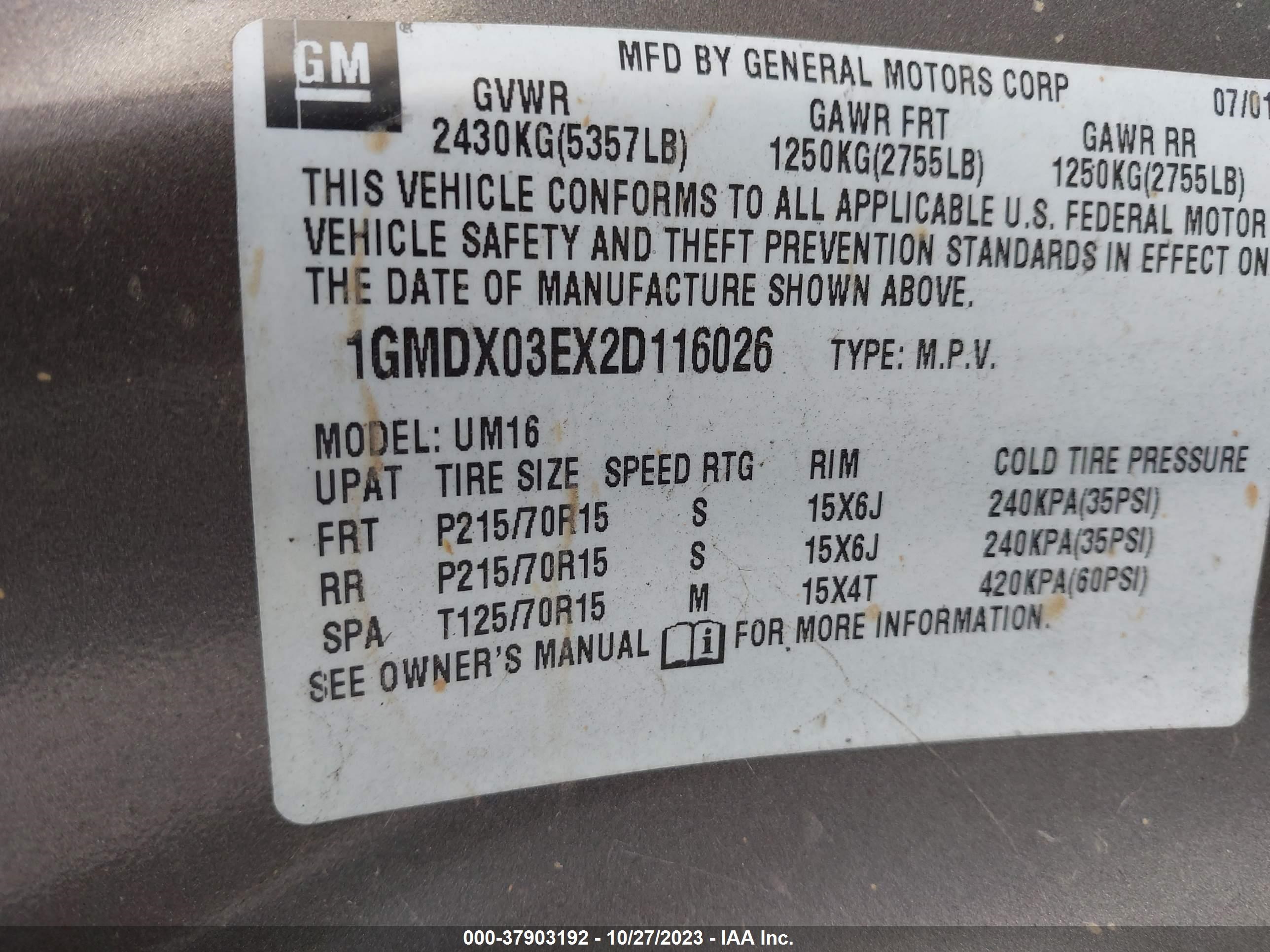 Photo 8 VIN: 1GMDX03EX2D116026 - PONTIAC MONTANA 