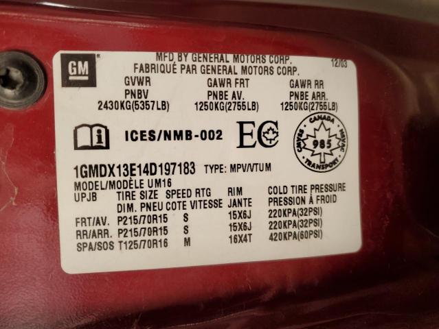 Photo 12 VIN: 1GMDX13E14D197183 - PONTIAC MONTANA 