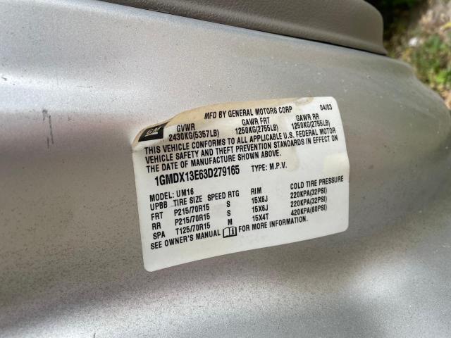 Photo 9 VIN: 1GMDX13E63D279165 - PONTIAC MONTANA 