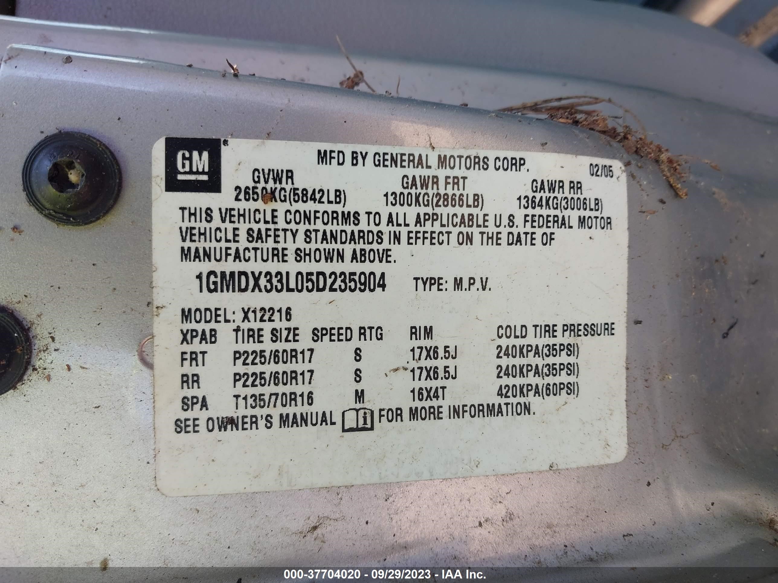 Photo 8 VIN: 1GMDX33L05D235904 - PONTIAC MONTANA 