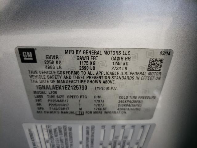 Photo 9 VIN: 1GNALAEK1EZ125790 - CHEVROLET EQUINOX LS 