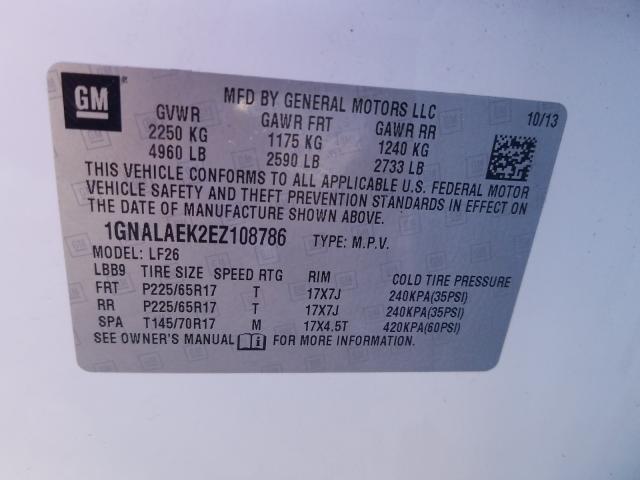 Photo 9 VIN: 1GNALAEK2EZ108786 - CHEVROLET EQUINOX LS 