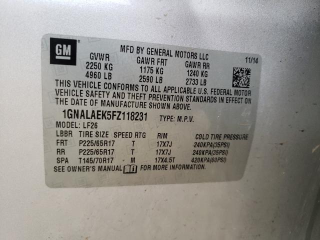 Photo 9 VIN: 1GNALAEK5FZ118231 - CHEVROLET EQUINOX LS 