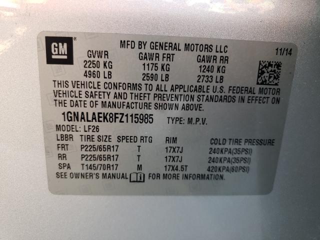 Photo 9 VIN: 1GNALAEK8FZ115985 - CHEVROLET EQUINOX LS 