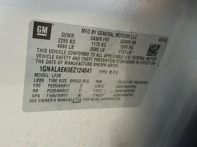 Photo 9 VIN: 1GNALAEK9EZ124841 - CHEVROLET EQUINOX 