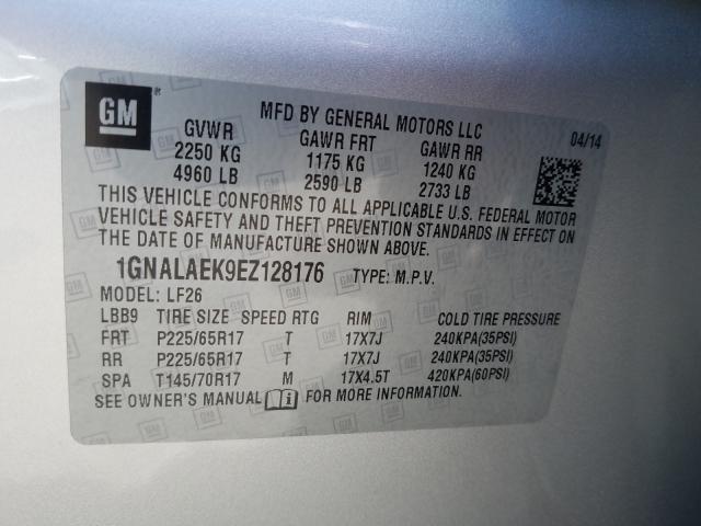 Photo 9 VIN: 1GNALAEK9EZ128176 - CHEVROLET EQUINOX LS 