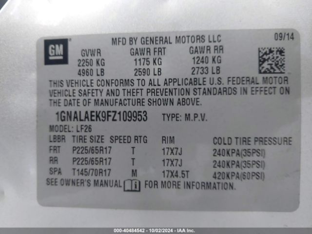 Photo 8 VIN: 1GNALAEK9FZ109953 - CHEVROLET EQUINOX 