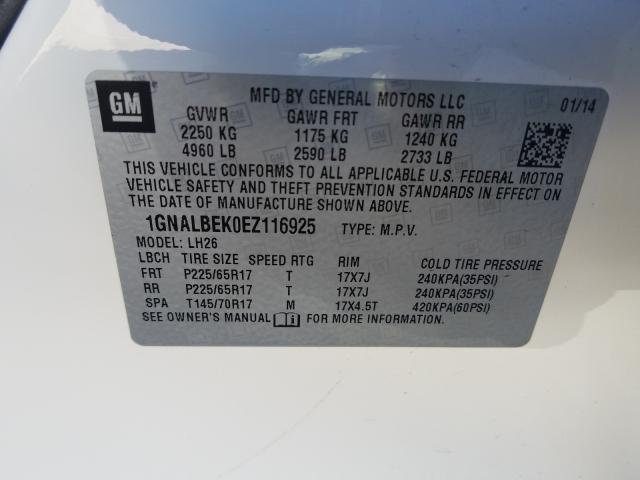 Photo 9 VIN: 1GNALBEK0EZ116925 - CHEVROLET EQUINOX LT 