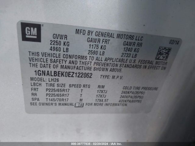 Photo 8 VIN: 1GNALBEK0EZ122062 - CHEVROLET EQUINOX 