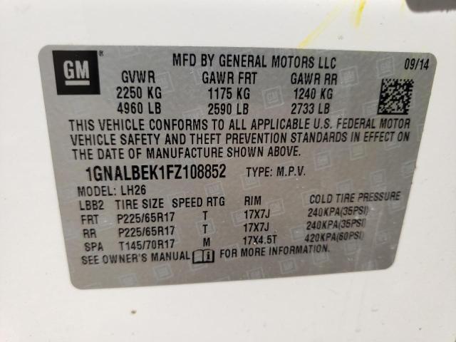 Photo 9 VIN: 1GNALBEK1FZ108852 - CHEVROLET EQUINOX LT 