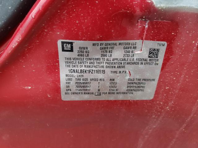 Photo 9 VIN: 1GNALBEK1FZ116515 - CHEVROLET EQUINOX LT 