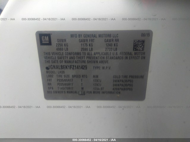 Photo 8 VIN: 1GNALBEK1FZ141429 - CHEVROLET EQUINOX 