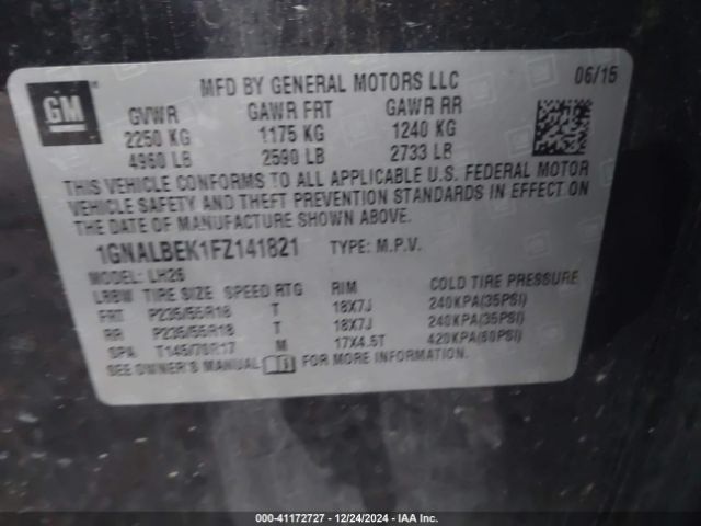 Photo 8 VIN: 1GNALBEK1FZ141821 - CHEVROLET EQUINOX 