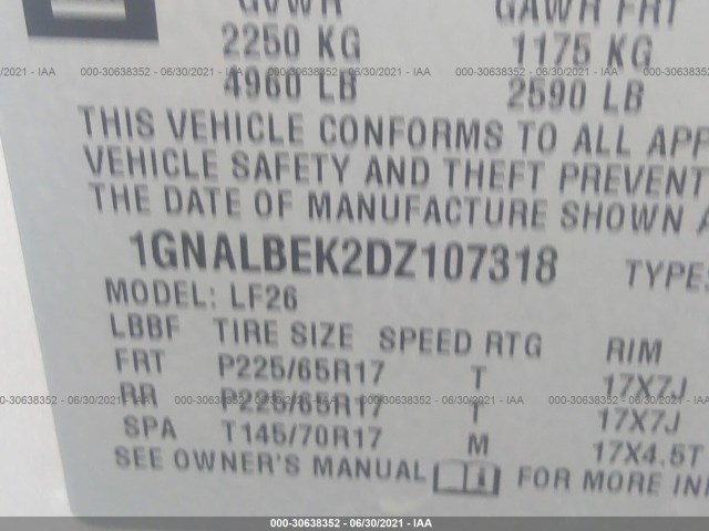 Photo 8 VIN: 1GNALBEK2DZ107318 - CHEVROLET EQUINOX 