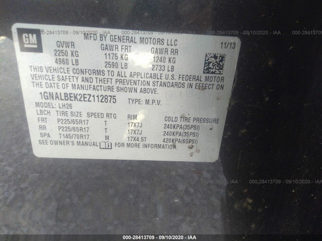 Photo 8 VIN: 1GNALBEK2EZ112875 - CHEVROLET EQUINOX 