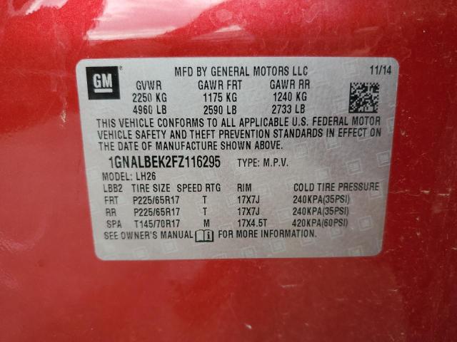 Photo 13 VIN: 1GNALBEK2FZ116295 - CHEVROLET EQUINOX LT 